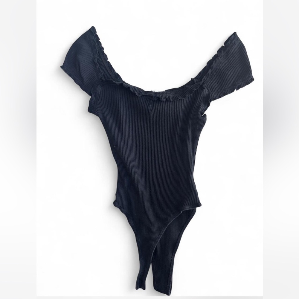 Black Off-Shoulder Bodysuit